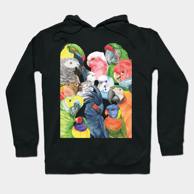 All my parrot watercolor Hoodie by Oranjade0122